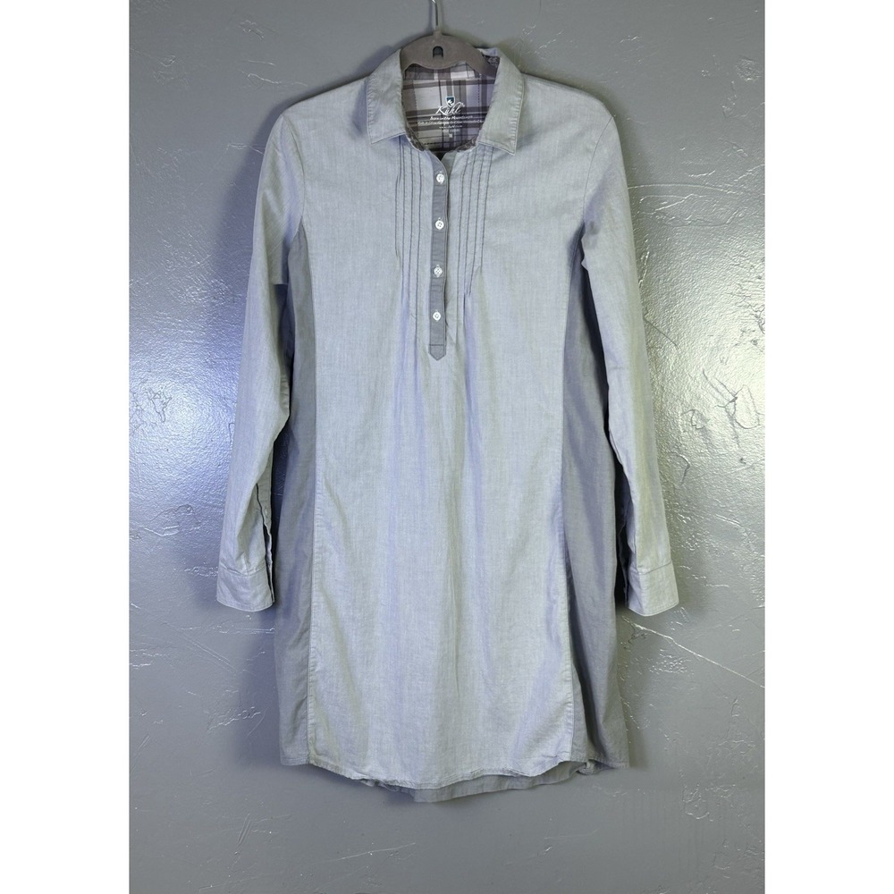 Kühl Kiley Chambray Shirt Dress gray partial button placket M Tencel Gorp Core